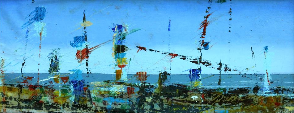 Pintura expressiva em tons terrosos